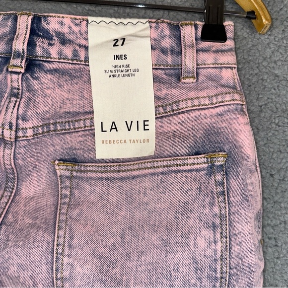 Rebecca Taylor La Vie Jeans Ines Womens 27 Pink Acid High Rise Slim Straight NEW - Picture 5 of 14